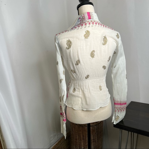 Kablan Pullover Collared Shirt Fitted Waist Button down Front Size 4 - Picture 2 of 9